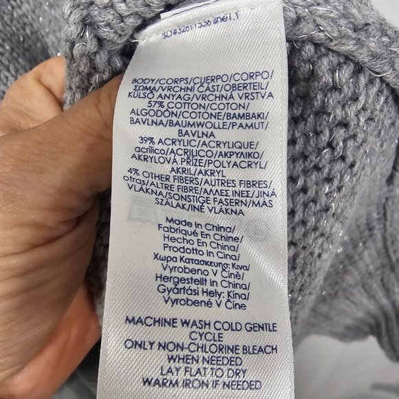 Chaps Sweater Gray Metallic Knit Preppy Cottage Casual 2X - Picture 6 of 7